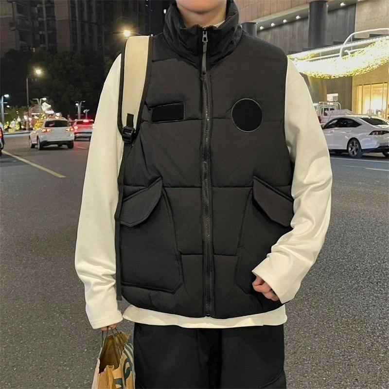 

Autumn Winter Men's Loose Fitting Cargo Vest Trendy Warmth Windproof Plus Size Streetwear Vest​