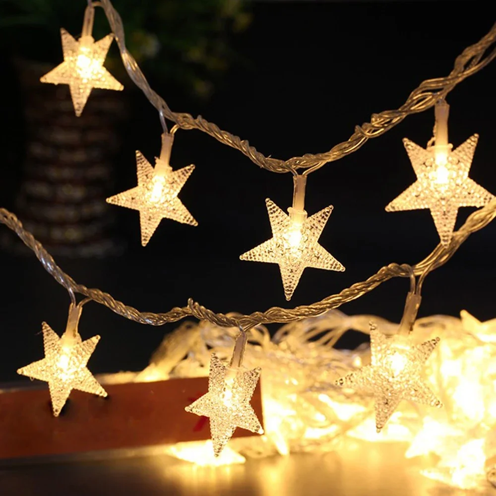 1.5m/3m/6m/10m LED Star String Luzes Natal Garland Bateria USB Alimentado Festa de Casamento Cortina Cordas Fadas Lâmpadas Para Casa