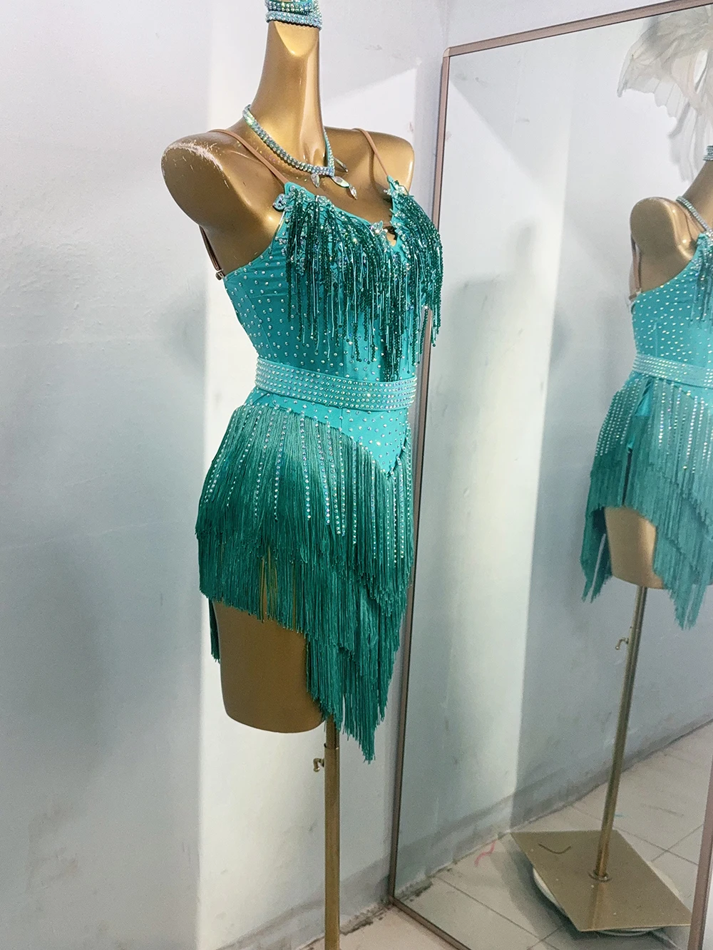 Traje de dança latina ab pedra feminino adulto crianças high end personalizado cristal multi cor vestido samba desempenho vestido