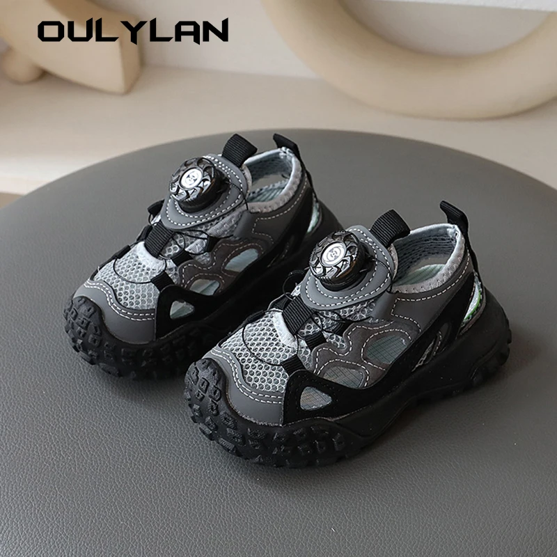 Fashion Casual Shoes 2024 Summer New Children's Half Sandals Hollow Single Mesh Breathable Casual Shoes Men's Treasure Size