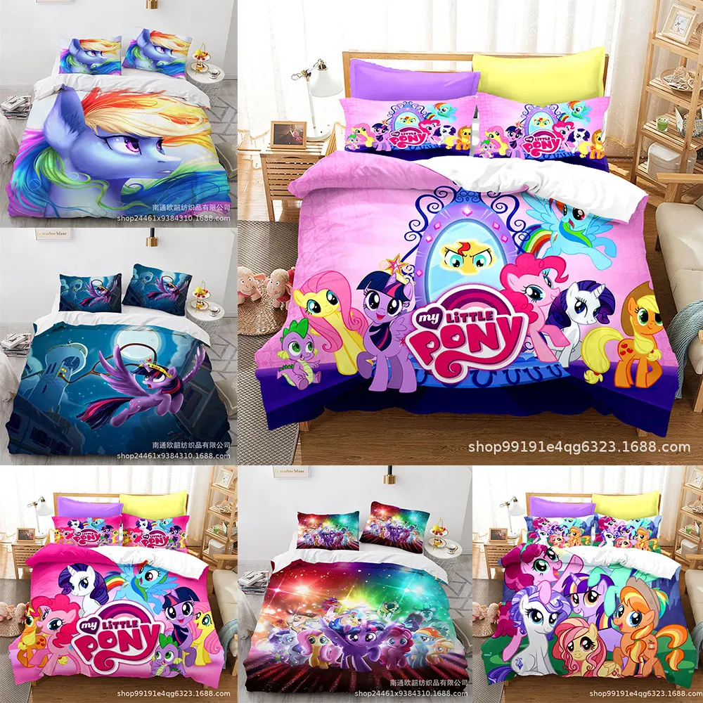 

My Little Pony Bedding Sets Comforter Quilt Bed Cover Duvet Cover Pillow Case 2-3 Pieces Sets Kids Adult Bedroom Decor