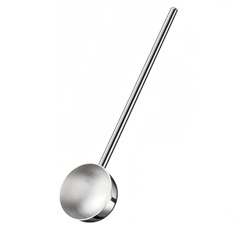 Small Soup Ladle Metal Deep Spoon With Pour Spout 2 Oz Long Handle Gravy Ladles Heat-Resistant Stainless Steel 1 PCS