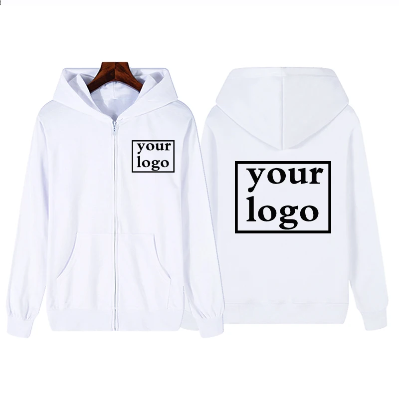 Customize Your Logo Men Women Zipper Sweater 2022 Jacket Coat Hooded Sweater Long-Sleeved Hoodie Funny Pattern Solid Color