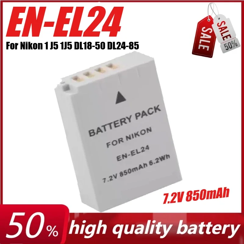 

7.2V 850mAh EN-EL24 Camera Battery for Nikon 1 J5 1J5 DL18-50 DL24-85 Digital Cameras + Charger