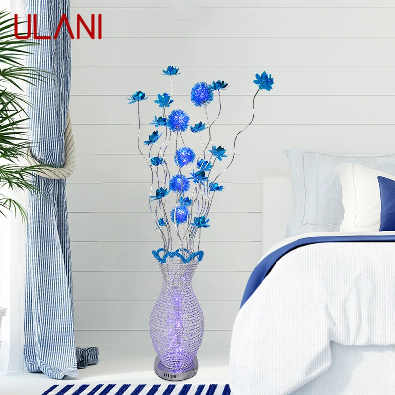 ULANI Nordic Blue Floor Lamp Modern Art Living Room Bedroom Hotel  Aluminum Wire LED Originality Flower Decorative Light