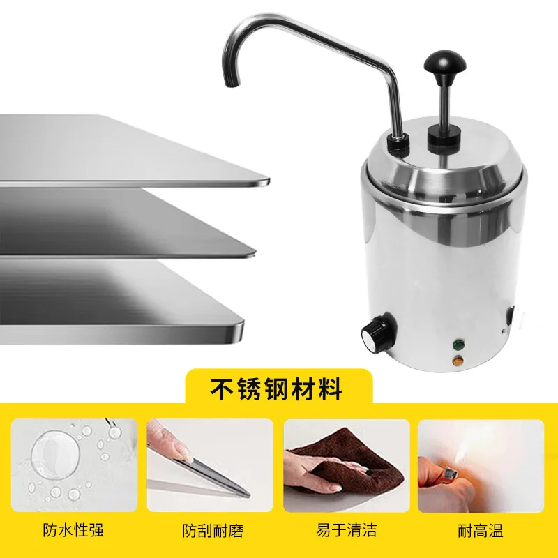 2L Thermostatic Cheese Sauce Dispenser Pump Type Heating Warmer Bucket for Cheese Fructose Syrup