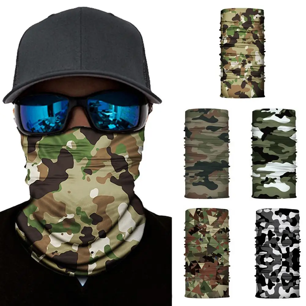 Unisex Camouflage Ice Silk Magic Bandana Ear Hanger Mask Outdoor Scarf Cycling Half Cover Fishing Face Neck Hiking R3B4