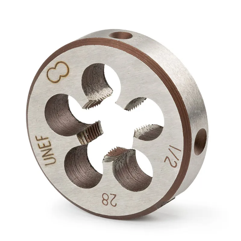 جديد HSS 1/2-28 UNEF 5/8-24 UNEF اليد الحنفية جولة يموت قطع اليد اليمنى التنصت أدوات القطع المعدنية الحنفية يموت طقم أدوات #5