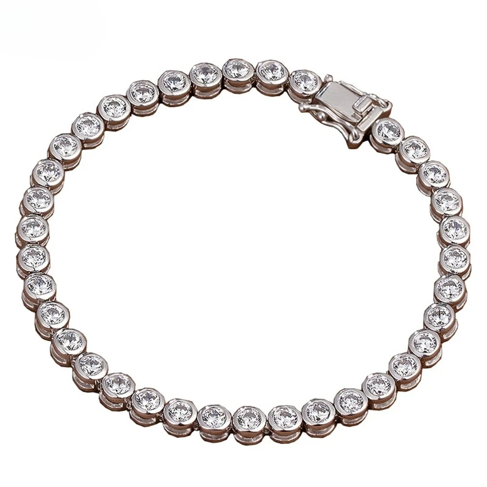 

Wong Rain 925 Sterling Silver High Carbon Diamonds Gemstone Full Diamond Bracelet Bangle For Women Fine Jewelry Christmas Gift