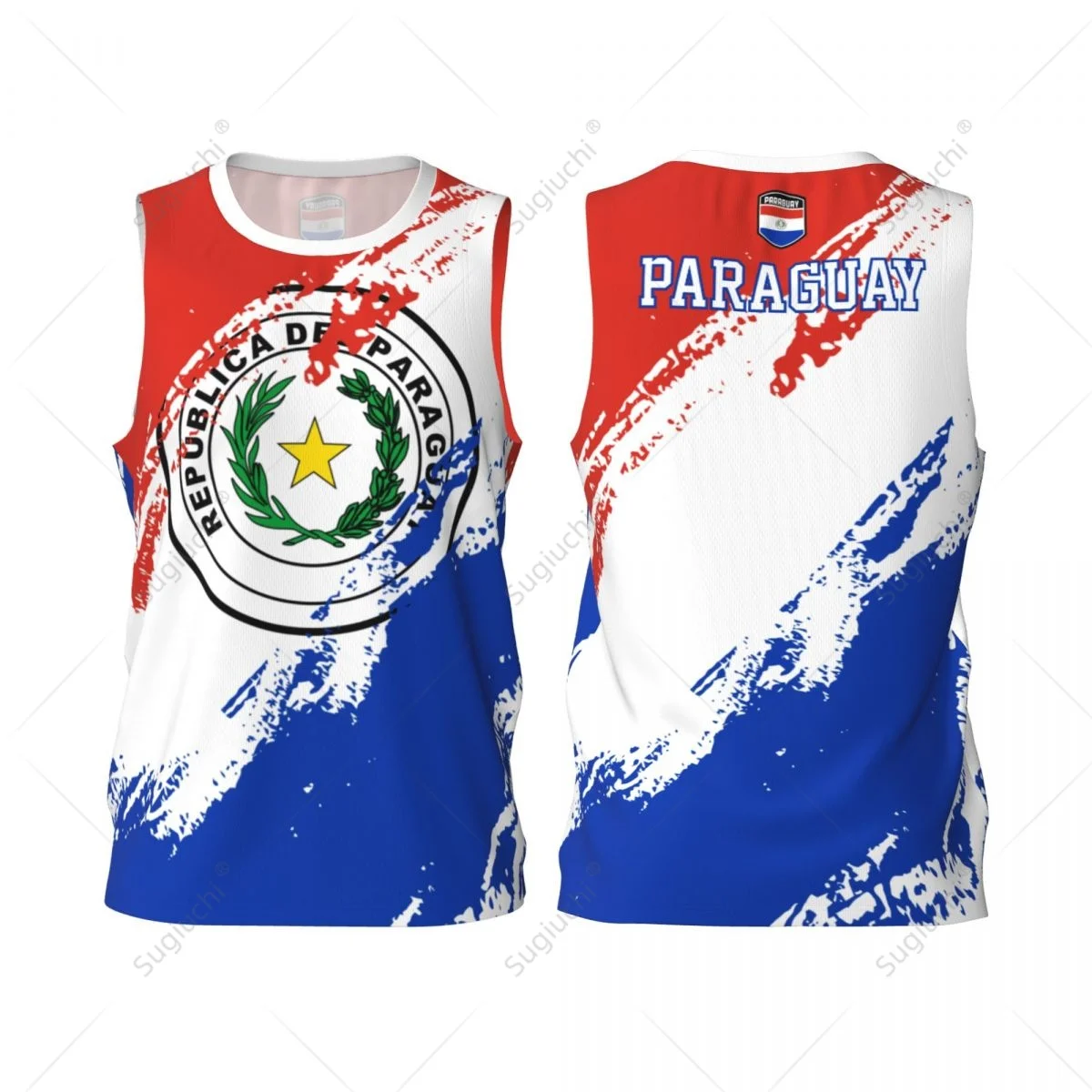 

Men Basketball Sports Paraguay Flag Running Fitness Multifunction Jersey Sleeveless shirt Custom Name Nunber Exclusive