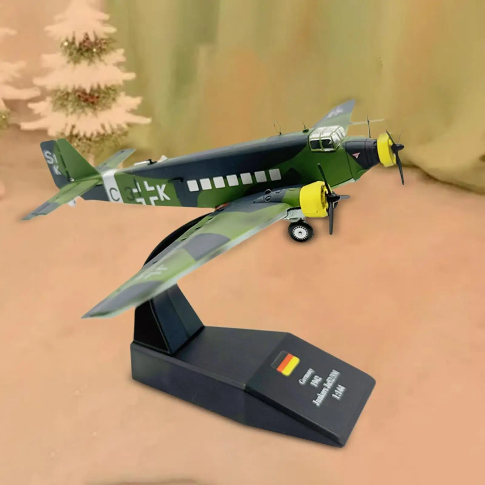 Alloy 1/144 JU52 Airplane Diecast Model Ornament for Living Room Office Cafe