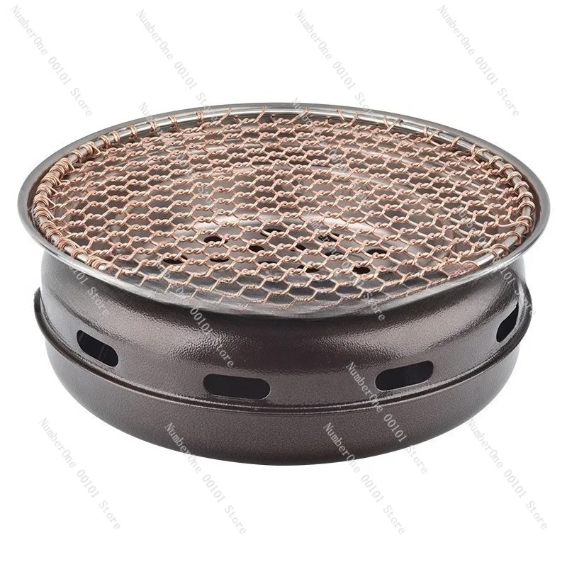 Home Outdoor Japanese Style Charcoal Barbecue Grill Round Large BBQ Stove Teppanyaki Roaster Iron Plate Portable Family Party