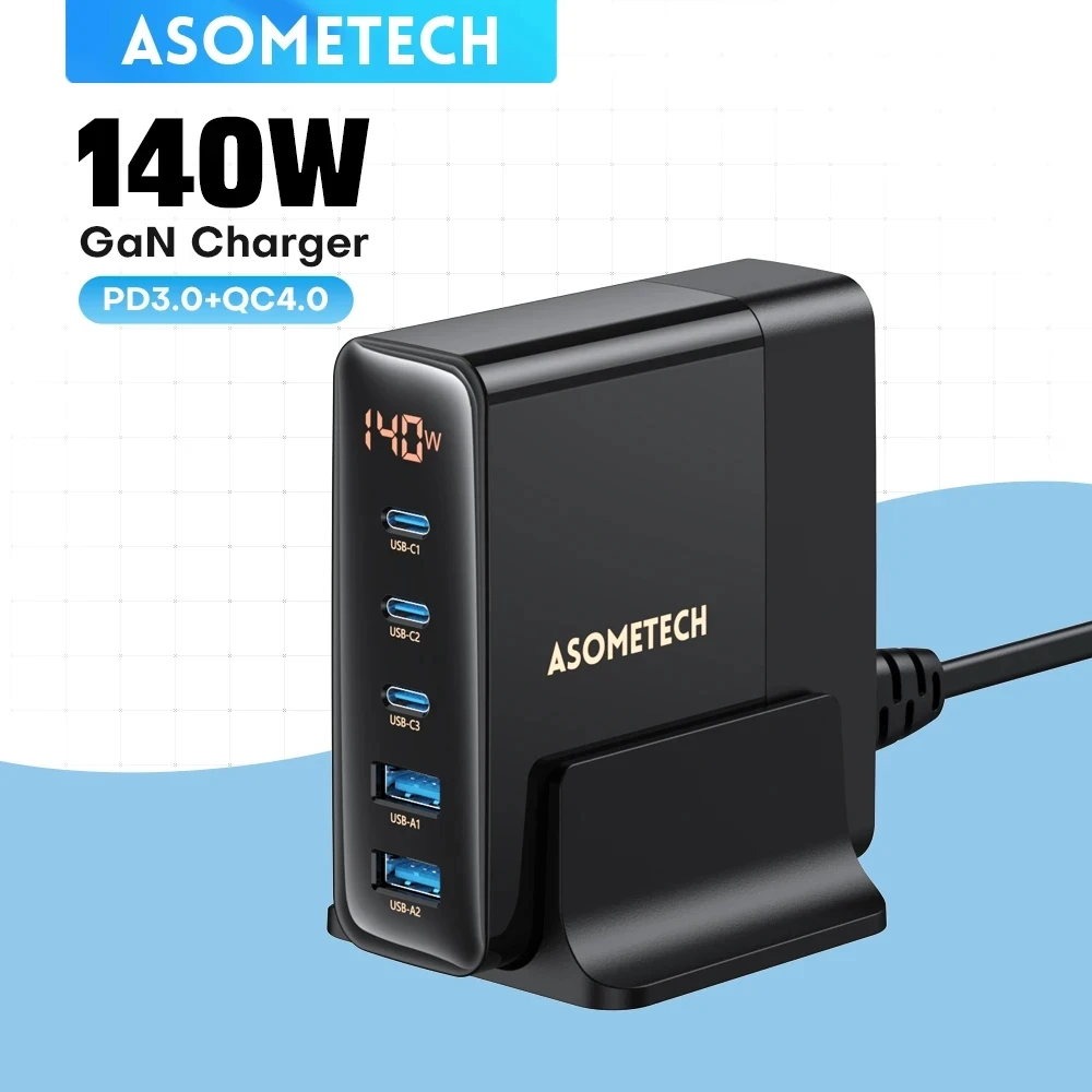 140W GaN Charger Desktop Laptop Fast Charger 5 in 1 PPS PD QC Quick Charge for iPhone 14 13 Pro Max Phone Charger Xiaomi Samsung