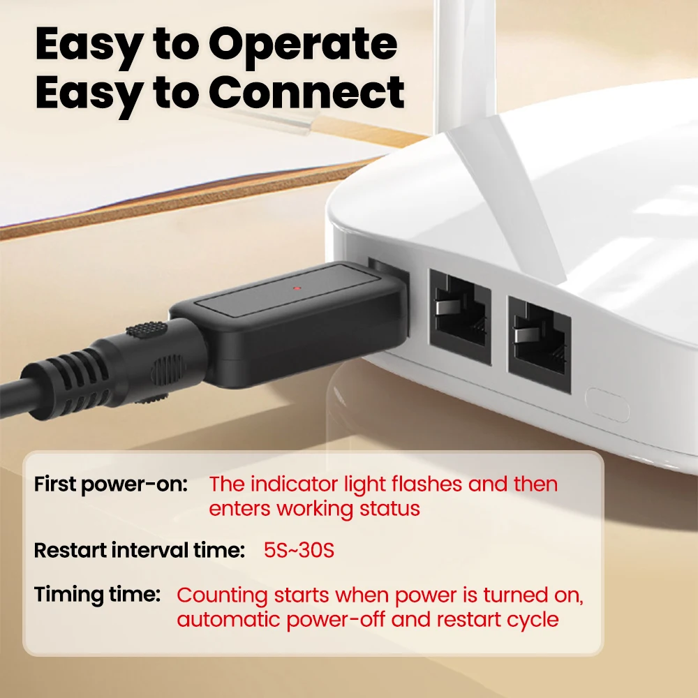 DC Network Device Auto Restart Control Cable 24H Timed Reboot Power Off Tool 5.5x2.1mm Connector Adaptable For WiFi Routers