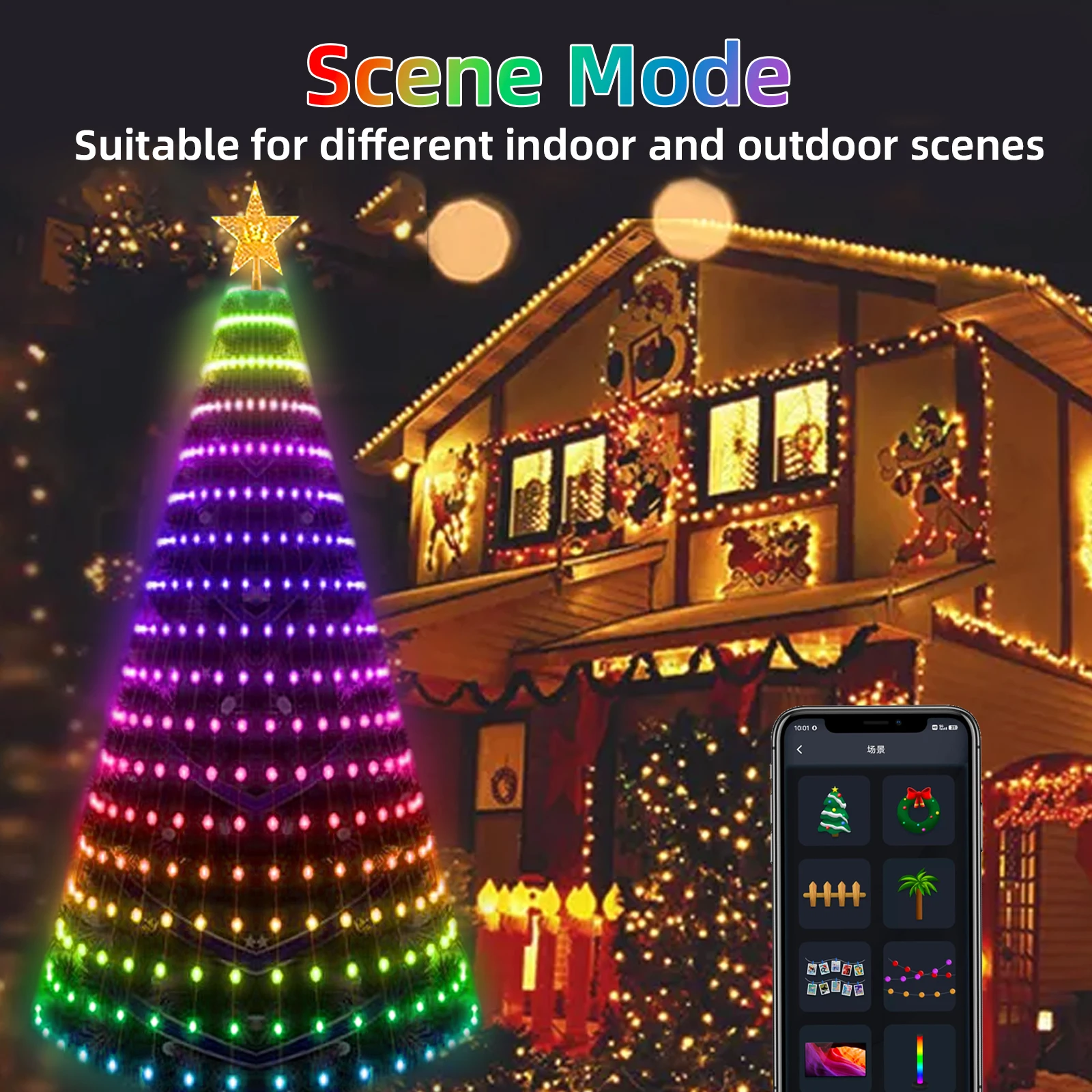 Smart Christmas Tree Lights 1.8M/2.1M 256/280 Lamp Beads RGB LED String Light APP Remote Control Music Rhythm Xmas Holiday Decor