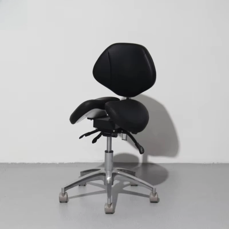 Ergonomic Split Saddle Dental Chair Adjustable 360 Swivel Rolling Medical Stool with Armrest Footrest for Dentist Hygienist