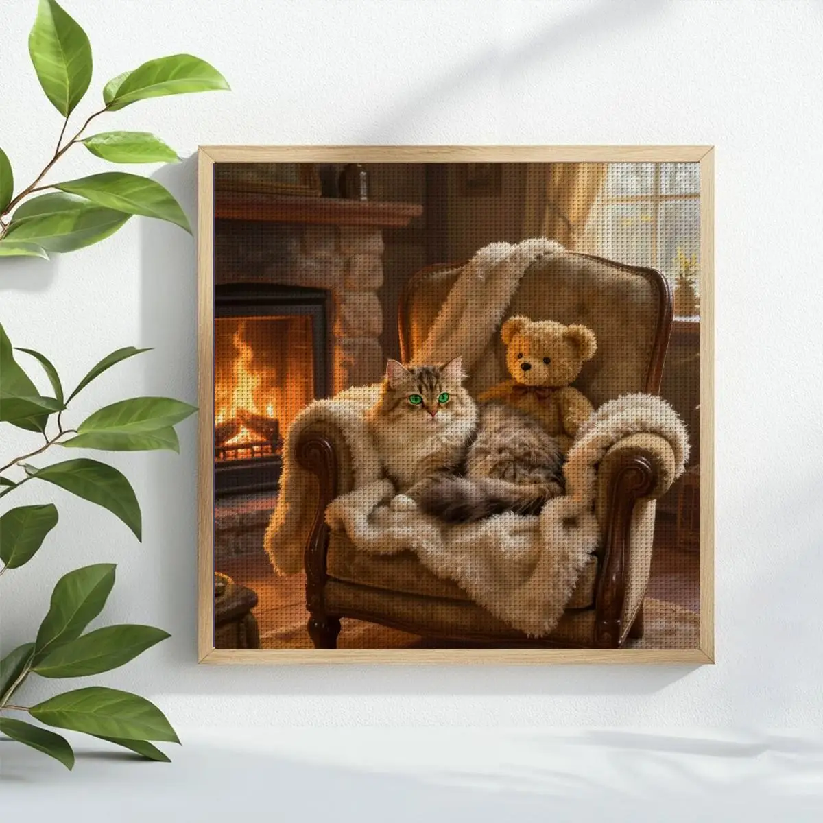 1 Stück 40X40CM/15,74 Zoll Katzen-Motiv Kreuzstich-Set DIY-Set 11CT/14CT DIY Stickerei-Set DIY Kreuzstich-Set joy sunday – Detail 1