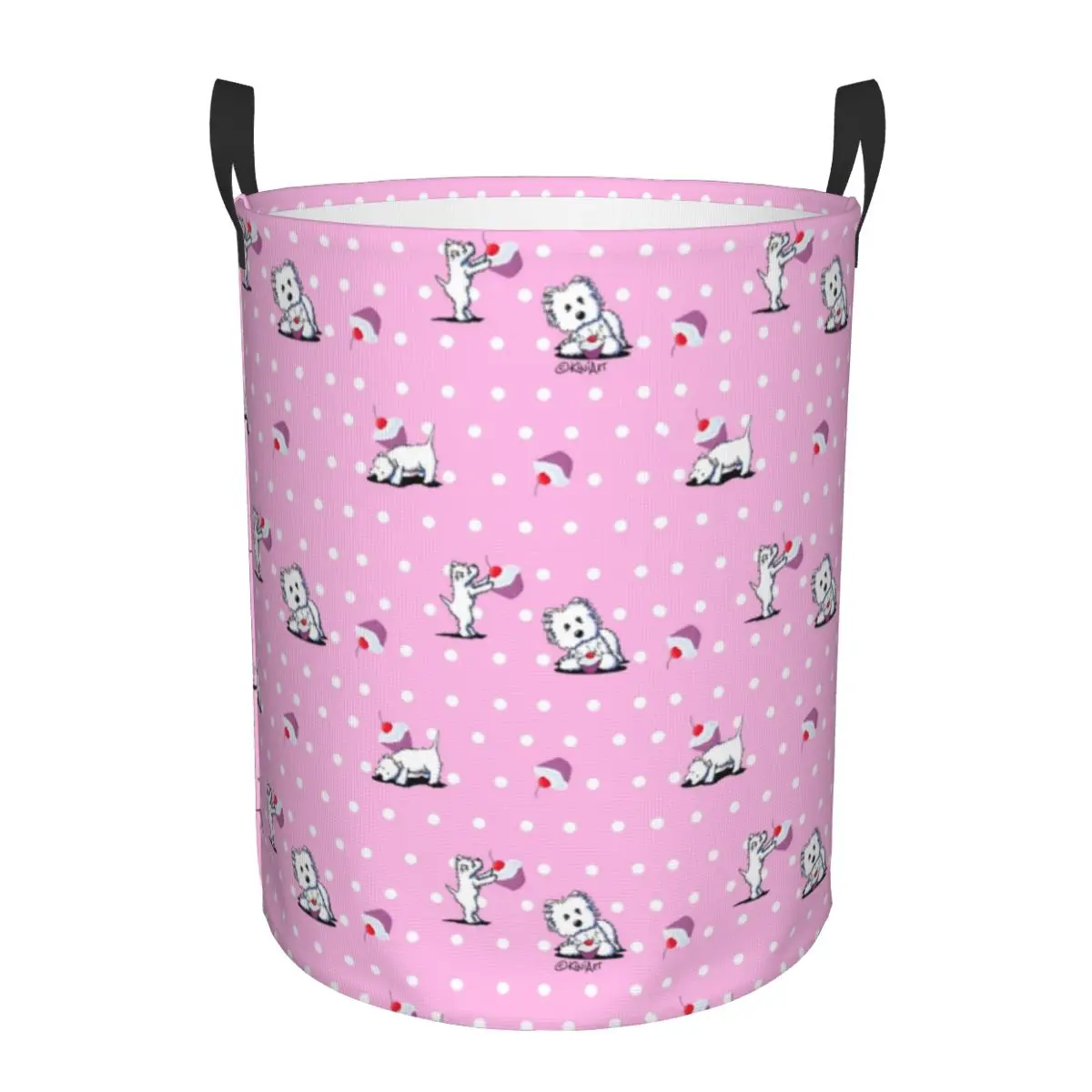 Pet Westie Puppy Pattern Laundry Basket Collapsible West Highland White Terrier Dog Clothes Hamper for Kids Toys Storage Bag