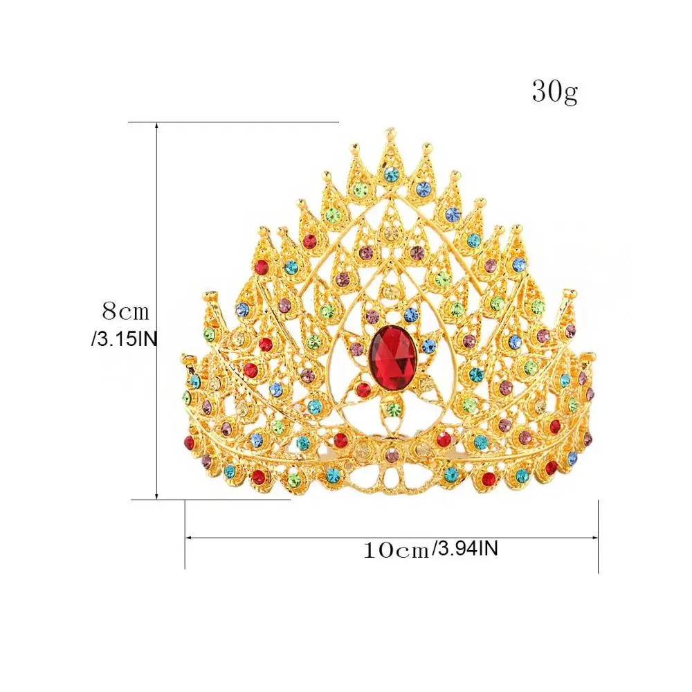 Luxury Rhinestone Thai Crown Colorful Traditional Rhinestone Crown Hair Ornaments Jewelry Princess Hair Comb Wedding