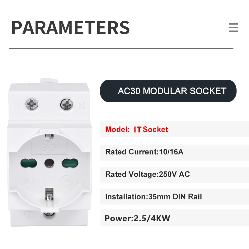 Italië Ac30 Power 35Mm Din Rail Modulaire Socket E 10a 16a 250V Industriële Verdeelkast Adapter Het Connector Ce