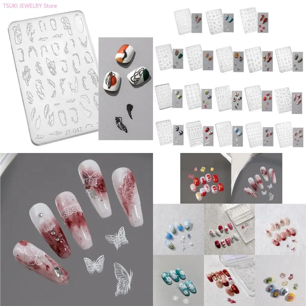 

62KE Creative Silicone Art Molds Carving Sticker Stencil Tool for Home Manicure