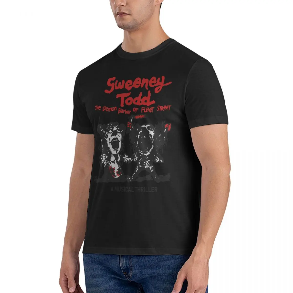 Afraid Men T Shirt S-Sweeney Todd The Demon Barber Of Fleet Street Vintage Tees Short Sleeve Round Collar T-Shirt Pure Cotton