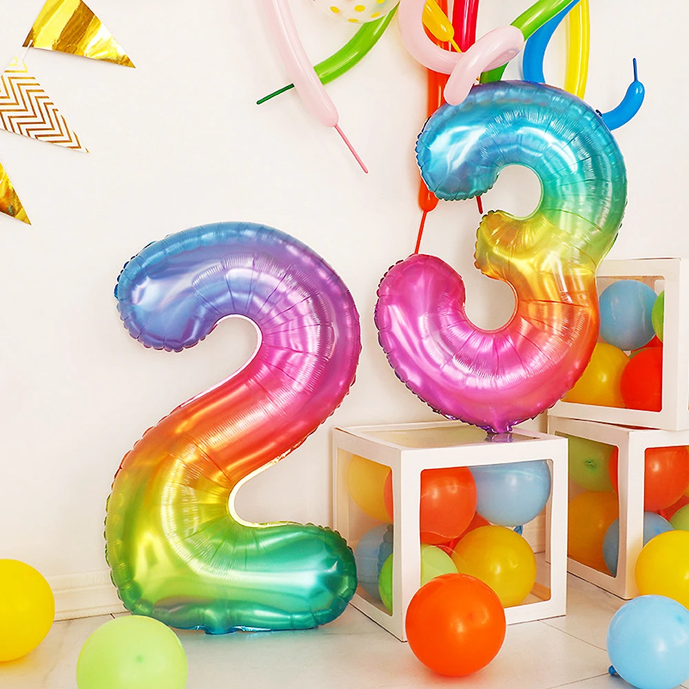 

40 inch Large Number Foil Balloons Rainbow Digital Helium Balloon Baby Shower Wedding Kids Birthday Party Decorations Supplies