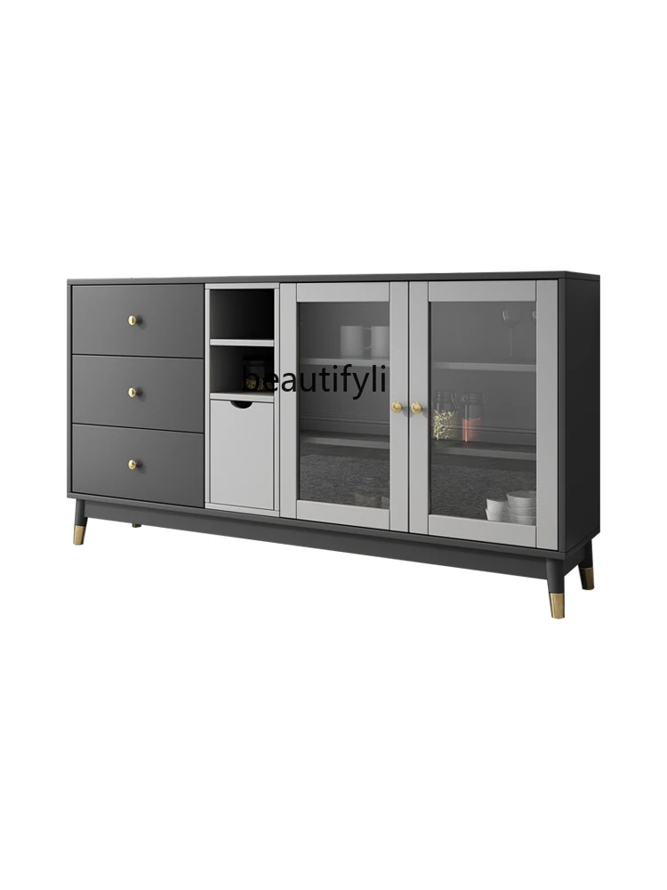 zq Nordic Minimalist Kitchen Floor Sideboard Cabinet Modern Home Living Room Wine Cabinet Integrated Wall Locker