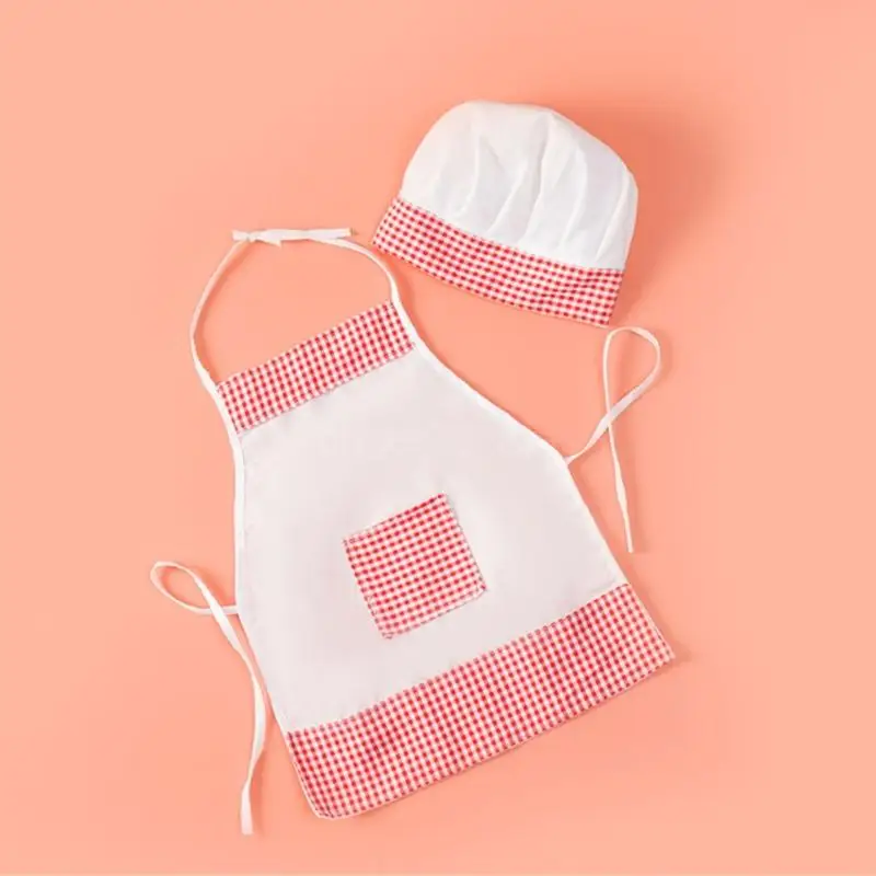 Newborn Chef Costume Hat & Apron Photo Clothes Photo Props 0-12M Baby Photo Clothing Outfit for Boys Girls 2pcs