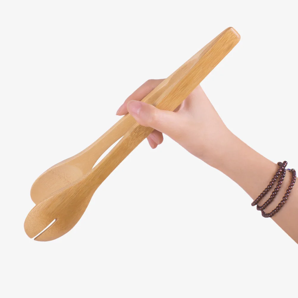 

Bamboo Food Clip Round Head Sturdy Lightweight Serving Tongs For Salad Pasta Bread Toast Pastry Noodles Boiled Eggs