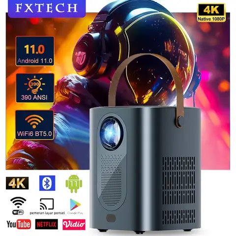 KaiAqua HY6 4K Projector Android 11 BT5.0 Native Portable 720P Auto Focus 300ANSI Video home Cinema Outdoor HD LED Projetor
