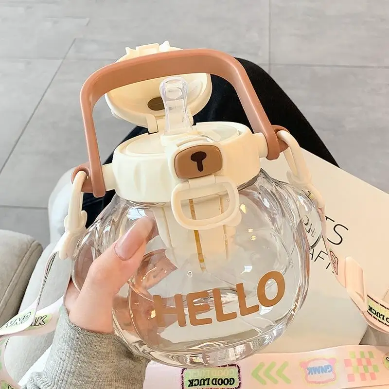

Large Capacity Portable Stainless Steel Water Bottle High Temperature Resistant Straw Cup Cute Design for Students Going to S...