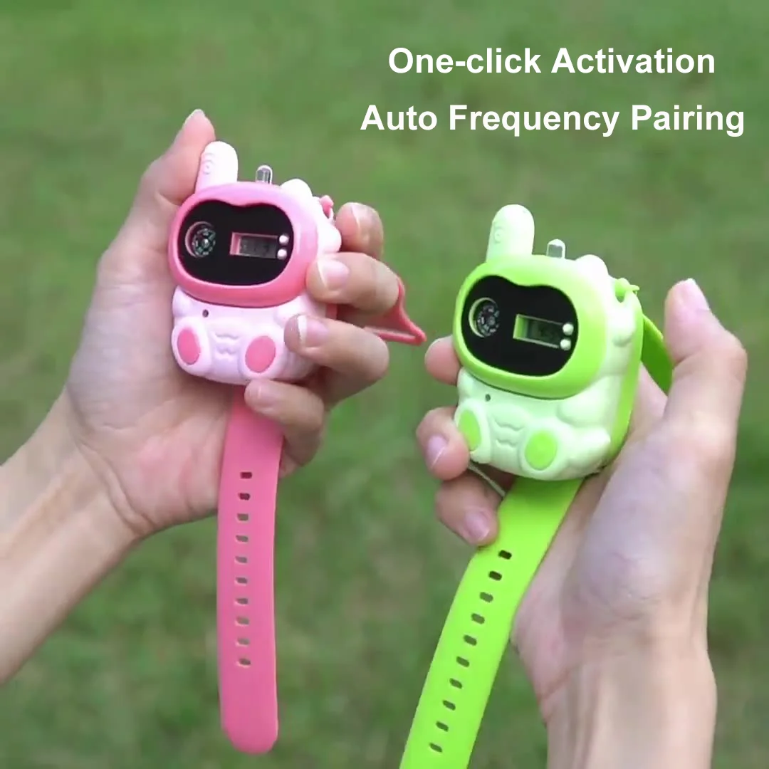 Cute Looking Children's Walkie Talkie Two Wearing Methods Rechargeable Electronic Time Display  Children's Toys