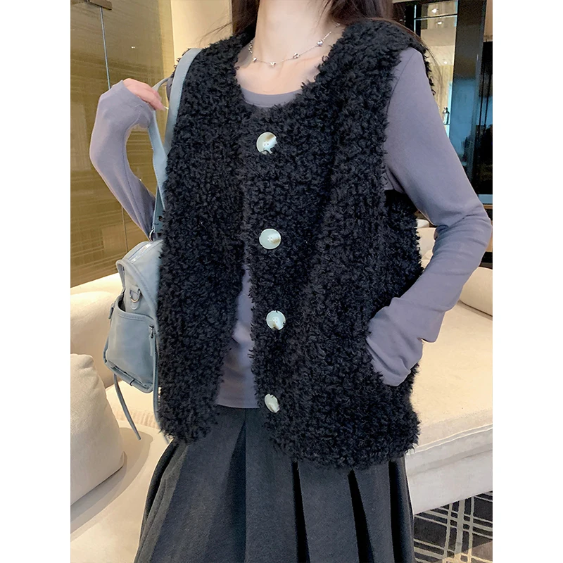 

Thiened Fur Vest Skin And Hair Inteated Svel Warmth Enhancement Autumn Winter New Sle Faionable Outerwear Coat