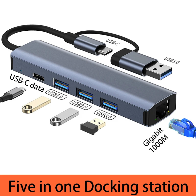 

USB Five In One Docking Station Is Suitable For Notebook Mobile Tablet Docking Station Multi-Function Docking Station Typec