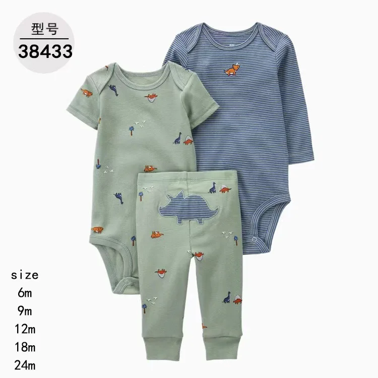 3PCS Baby Clothing Set Autumn Newborn Baby Girl Pure Cotton Clothes Set Soft Cute Animal Kids Bodysuits+Pants+Romper Bebe 6-24M