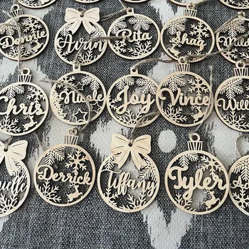 שמות אישיים שונים, קישוטי כדור שלג לחג המולד לבית - כרטיס מקום עם שמות מחוקרים בלייזר, קישוטי חג המולד