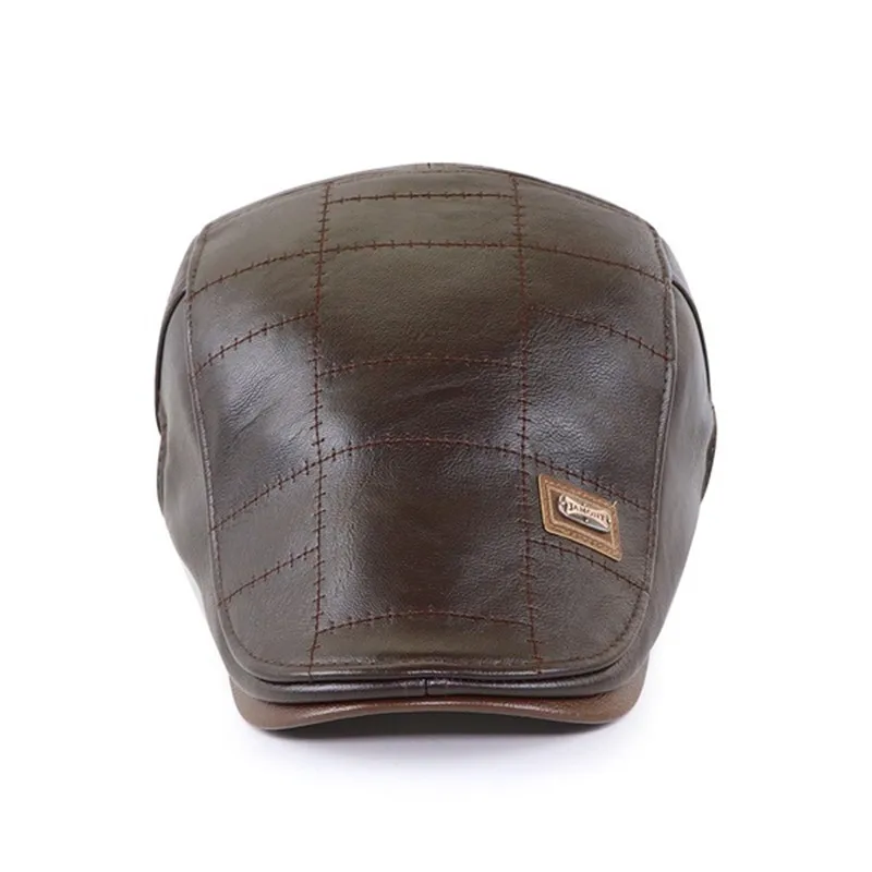 PU Leather  Cap Men Ivy Cap Planas Duckbill Visor Hat Winter Autumn Warm Flat Caps Vintage Man Boinas Gatsby Hats