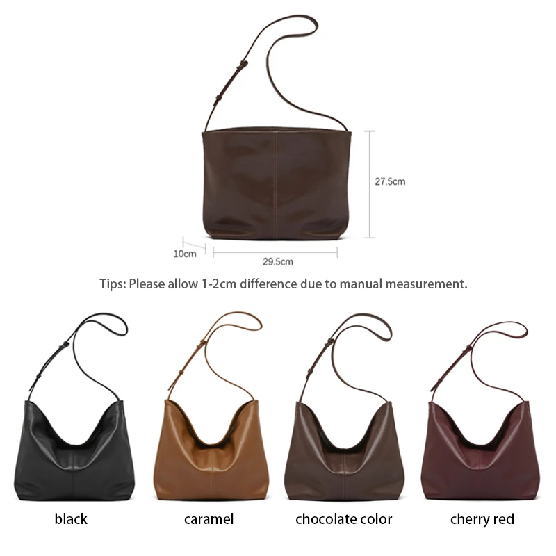 Female Crossbody Bag Split Leather Large Totes Simple Solid Color Classic Lady\'s Underarm Bag 2024 New Style Women Shoulder Bags