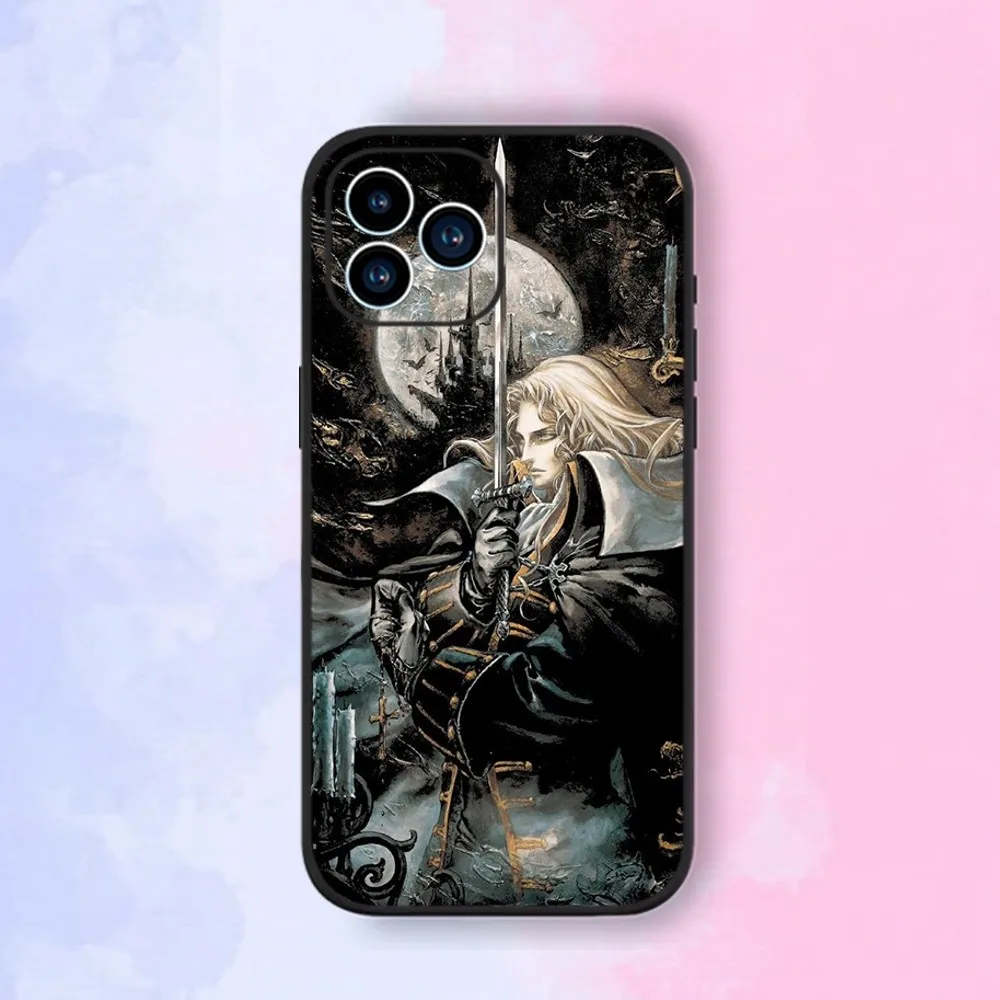 Bilibili Castlevania Phone Case For iPhone 15,14,13,12,11,XS,XR,X,8,7,Pro,Max,Plus,mini Silicone Black Cover