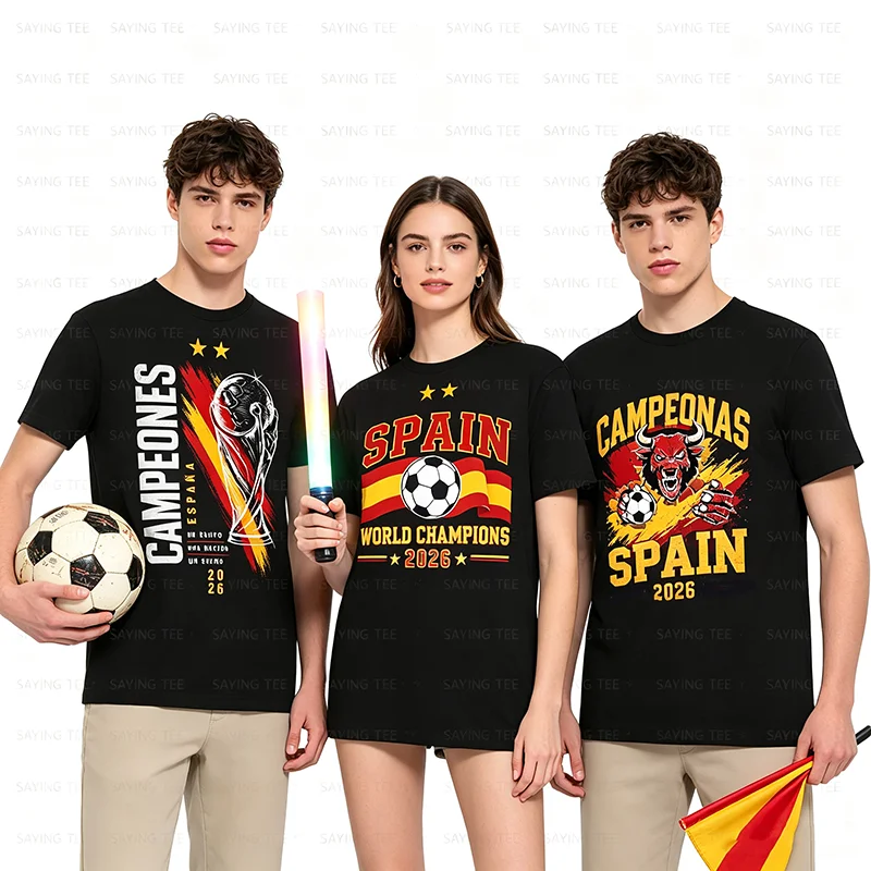 Spanien Weltmeister 2026 T-Shirt Fußballtrikot Y2K Spanien Fußball Grafik Spruch Tee Neuheit Geschenk – Detail 6