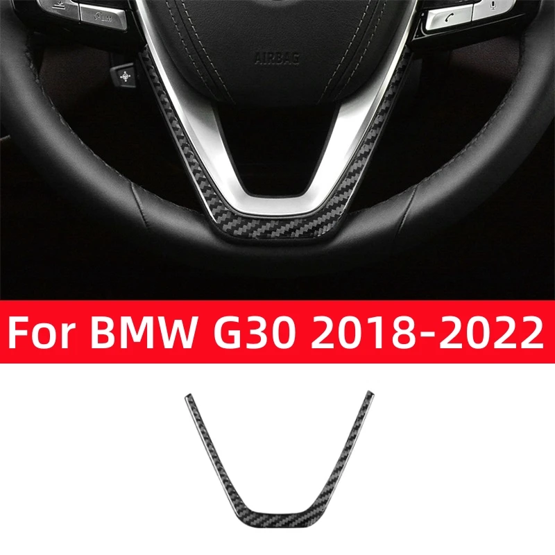 For BMW 5 Series G30 2018-2022 Accessories Carbon Fiber Interior Car Steering Wheel Panel Chin Decorative Frame Trim Cover