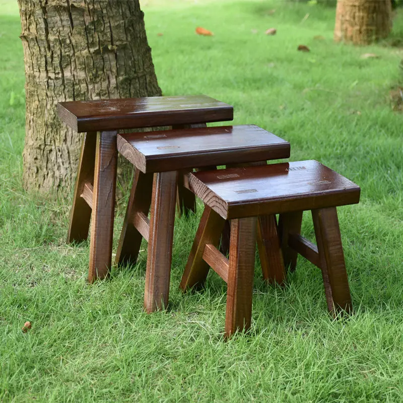 Wooden Stool Morden Low Stool Home Small Bench Creative Children's Solid Wood Square Shoe Stool Living Room Chair Furniture