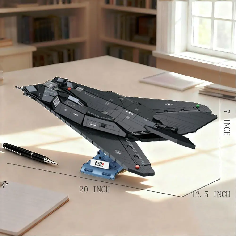 F-117 Nighthawk Stealth Fighter Jet-Modellbausatz für Erwachsene, 1375 Teile, kompatibel mit LEGO, für Kinder ab 14 Jahren