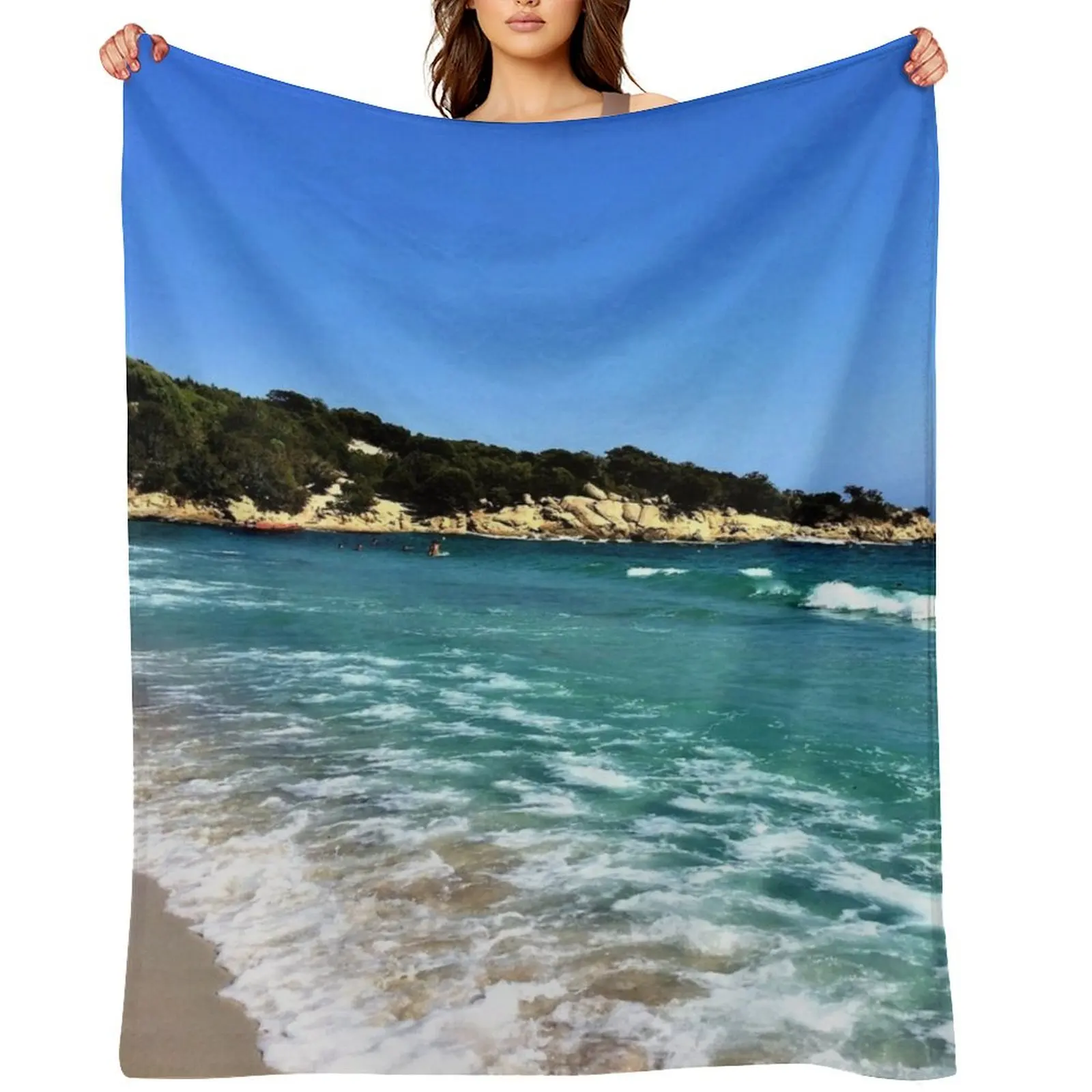 

Sardinia Sea Paradise Throw Blanket for sofa Luxury Brand Flannel Retros Blankets