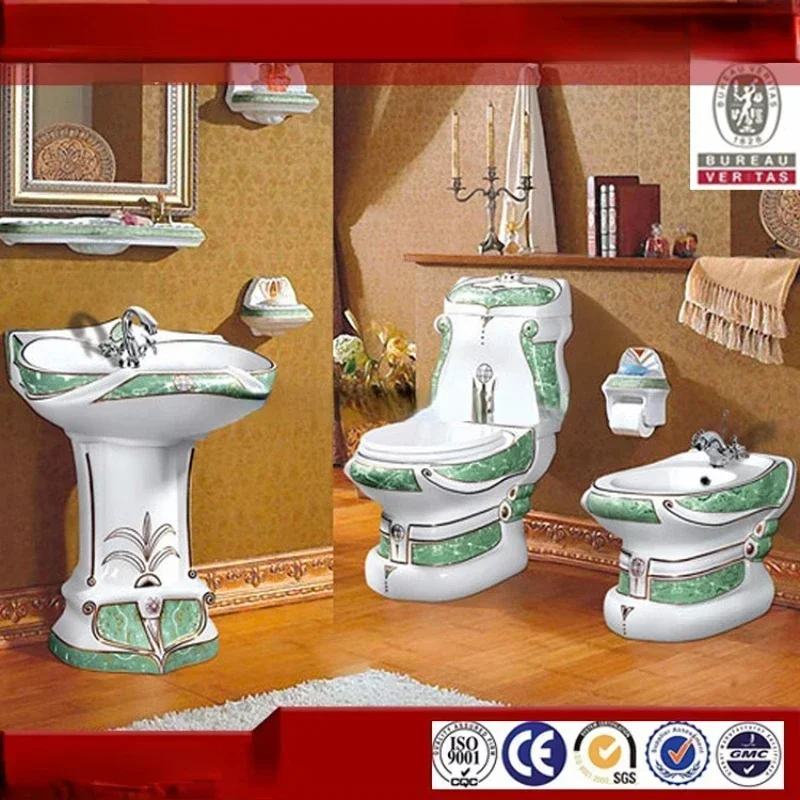 chaozhou toilet bowl, ceramic toilet suite with basin and bidet