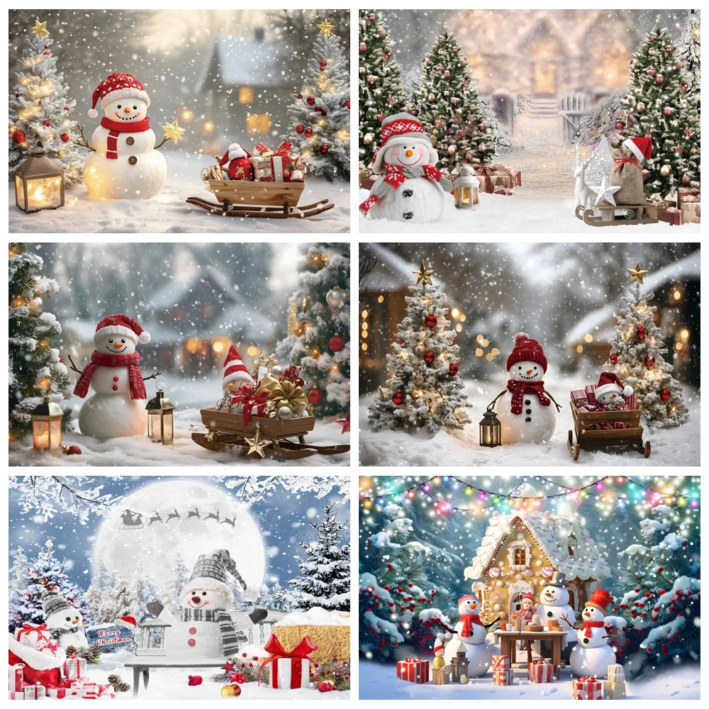 Christmas Let It Snow Backdrop for Photography Rustic Snowman Winter Snow Scenery Christmas Eve Family Party Decor Background