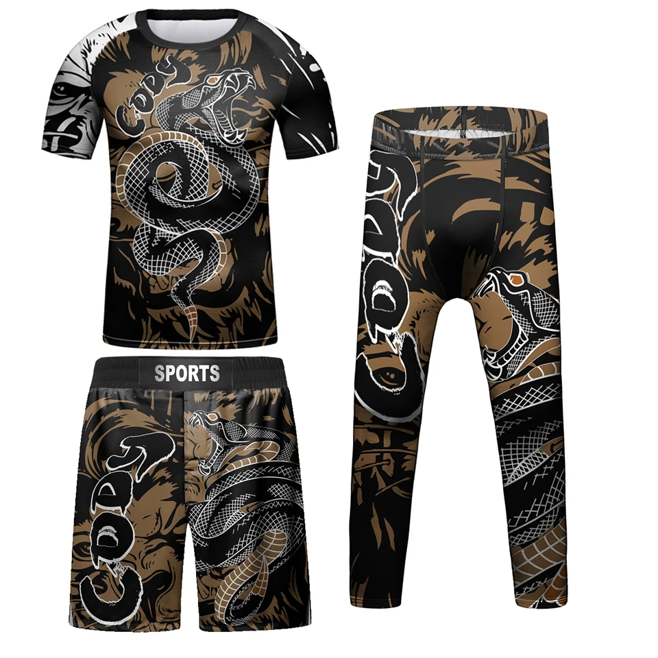 New Boxing Kid MMA Rashguard T-shirt+Pant Suit Bjj Jiu jitsu T-shirts Gi Kickboxing Jerseys Baby Children Muay Thai MMA Shorts