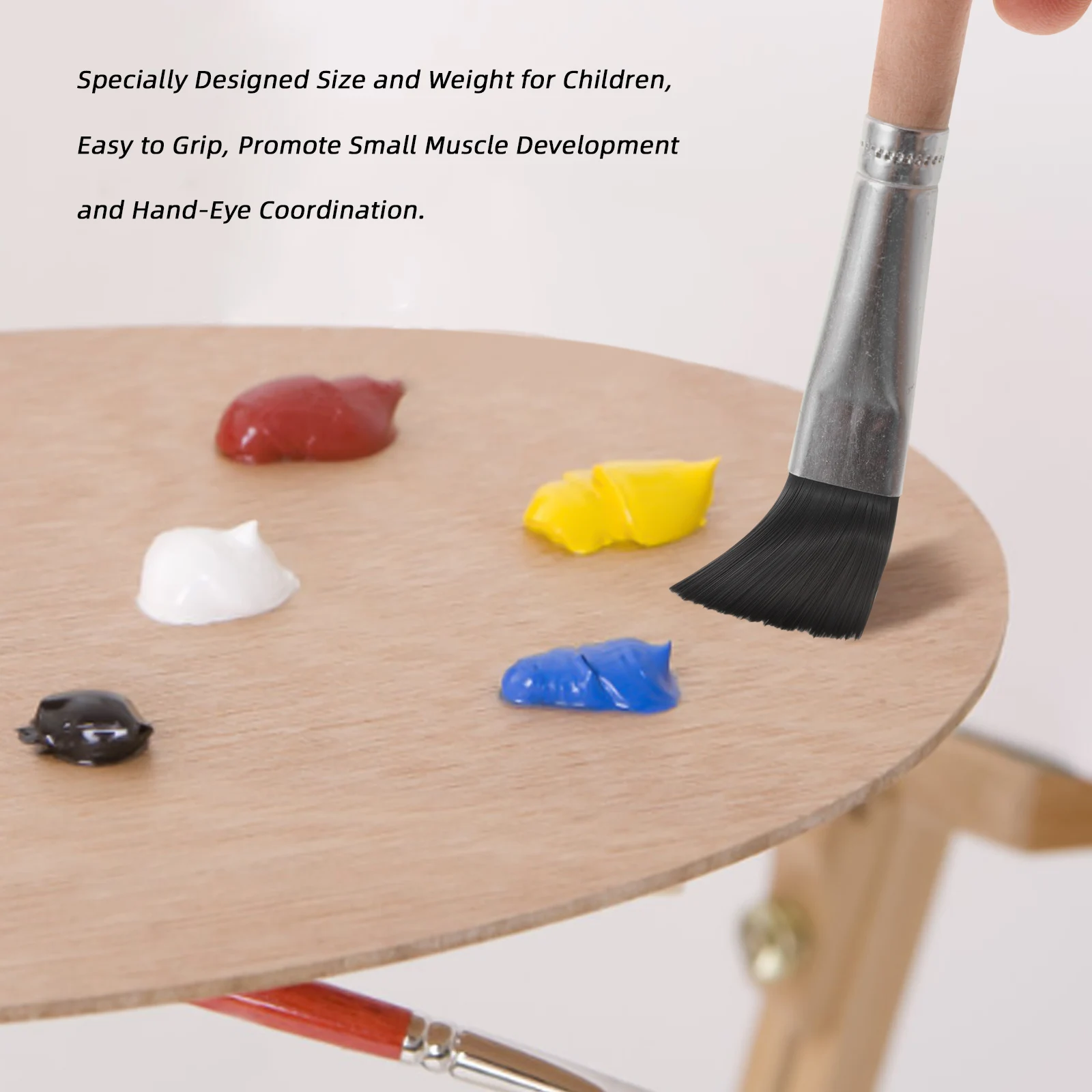 

30Pcs Kids Paint Brushes Bulk Short Handle Flat Design for Oil Gouache Acrylic Painting Children's Digital Art Supplies