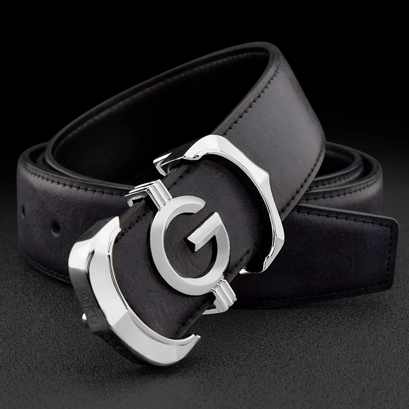 

Fashion Smooth Green Belt Luxury Designer Leather G Letter Belt Men Buttons Young Men High Quality Ceinture Homme